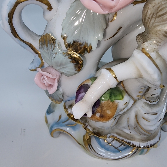 Ucago vintage spill vase Bisque  Japan Pair Courting Couple Ceramic Decor - Picture 13 of 15
